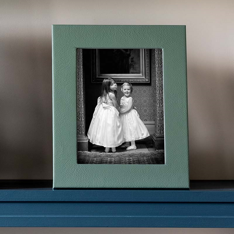 Luxury Leather Photograph Frame, 7x5", Lichen Green-0