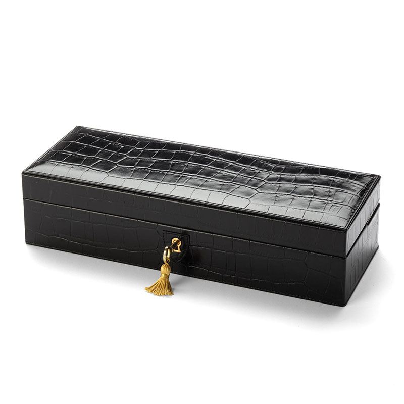 6 Watch Box, L11.5 x W31cm, Black Croc-1