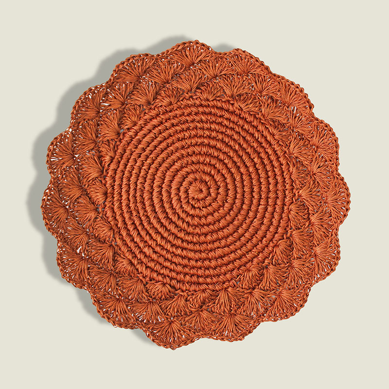 Clara Set of 2 Woven Placemats, D39cm, Terracotta-0