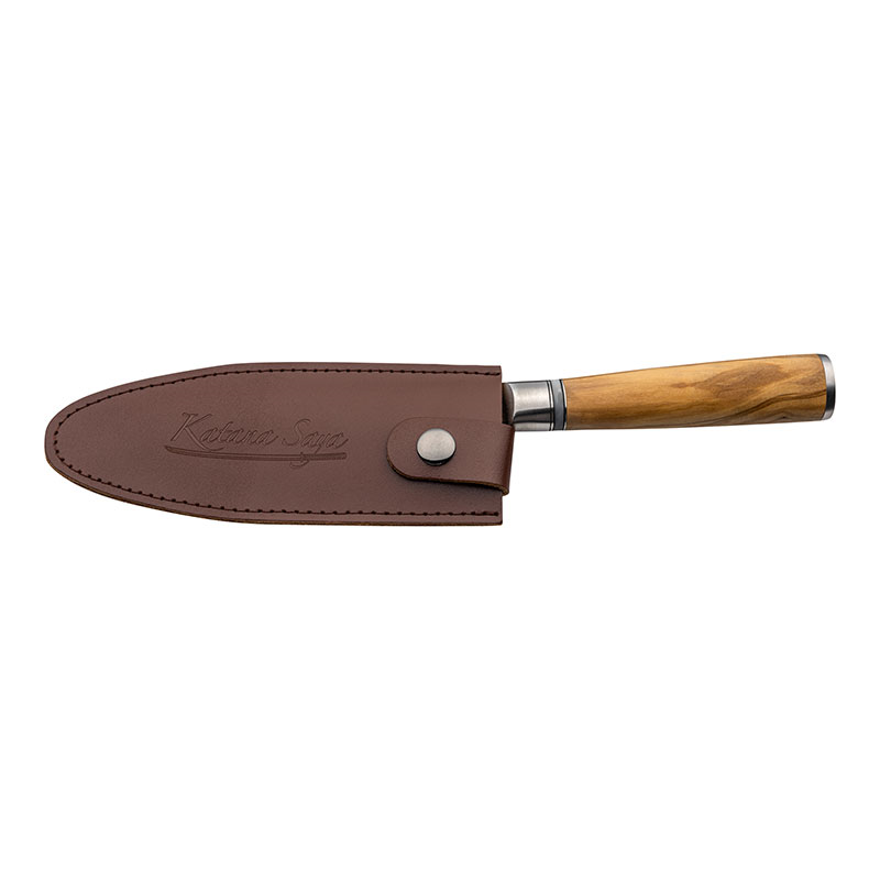 Katana Saya Olive Wood Boning Knife, 15cm Damascus Blade-1