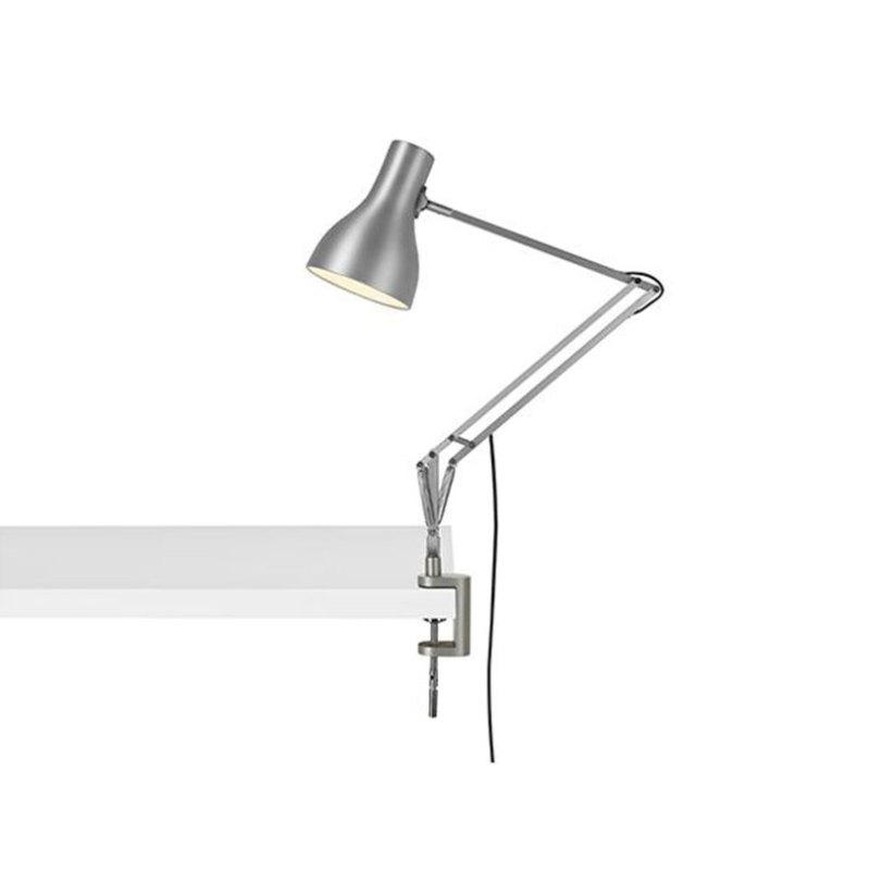 Type 75 Lamp with Desk Clamp, Silver Lustre-0