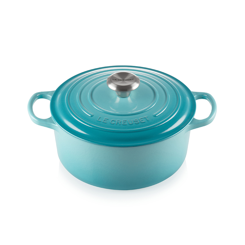 Signature Cast Iron Round casserole, 28cm - 6.7 litre, Teal-0