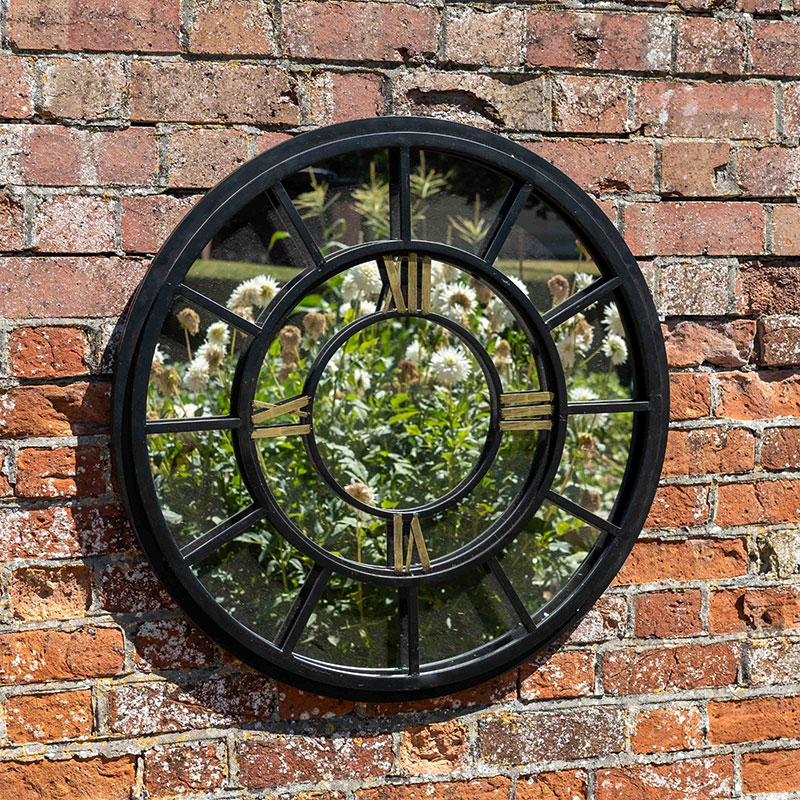 Outdoor Clock Mirror, 80cm, Black-0