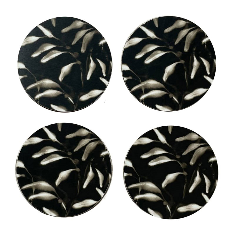 Amongst Set of 4 Coasters, D10cm, Gold Black-0