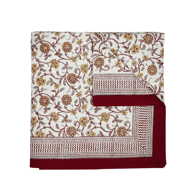 Petals Tablecloth, 150 x 300cm, Burgundy-1