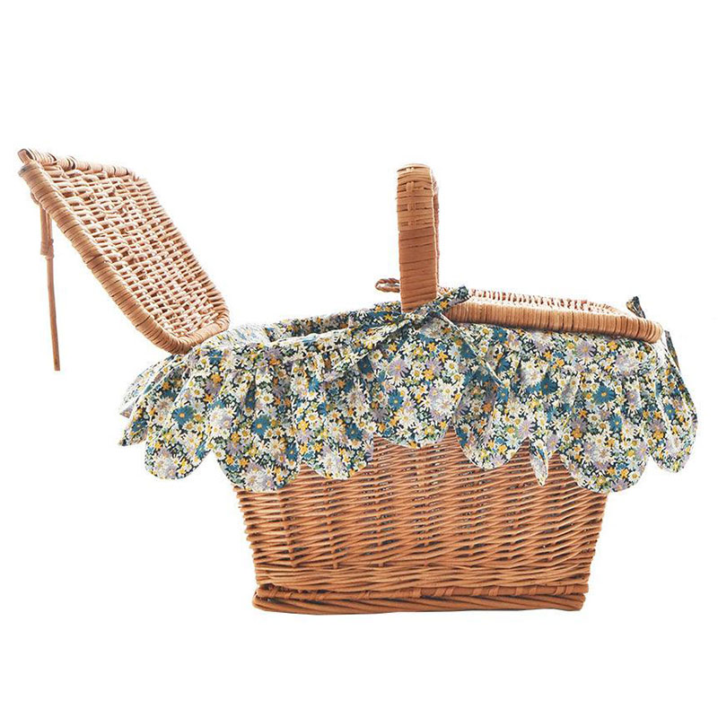 Libby Rectangle Picnic Basket, Blue-1