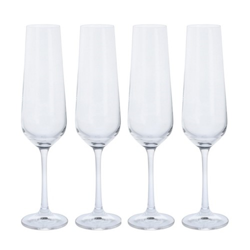 Cheers Set of 4 Champagne Flutes, 200ml, Clear-0