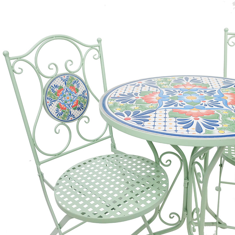 Mosaic 3 Piece Bistro Set, Green-3