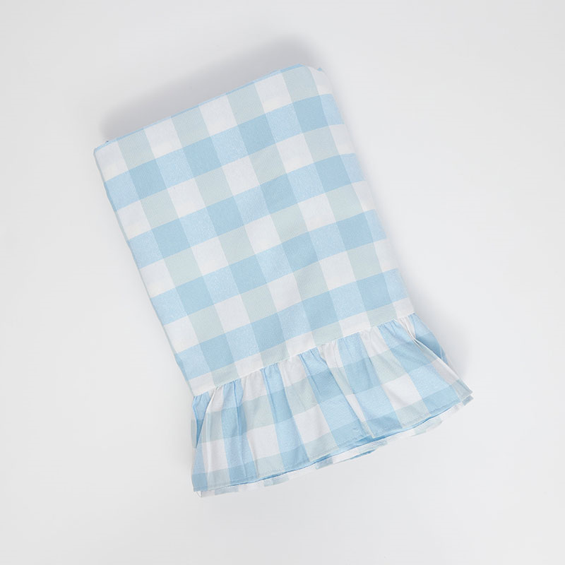 Gingham Tablecloth, 150 x 300cm, Light Blue & White-0