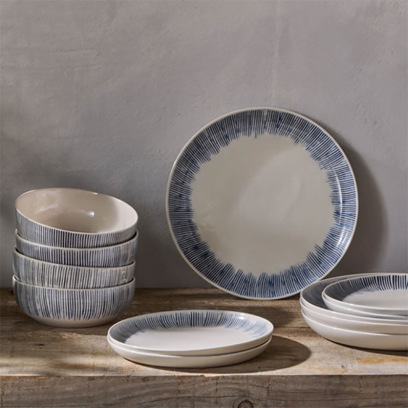 Karuma 12 Piece Dinner Set, Blue & White-0