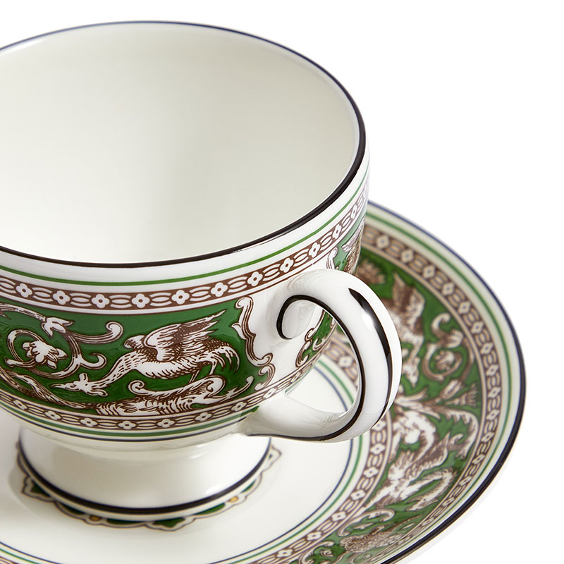 Florentine Teacup and Saucer, 174ml, Verde-1