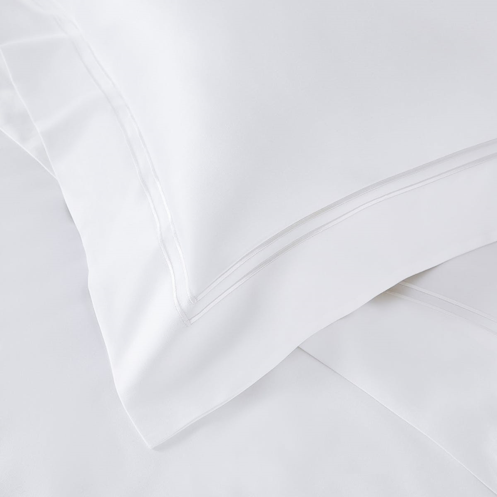 Symons Double Row Cord - 1000 Thread Count Egyptian Cotton Sateen King duvet cover, W225 x L220cm, White-1