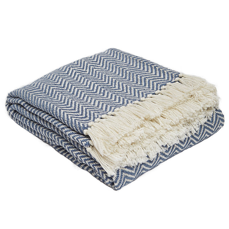 Herringbone Blanket, 250cm x 130cm, Navy-1