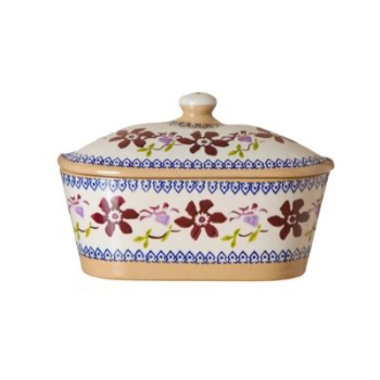 Covered Butterdish, Clematis, Ceramic, 19x14x13cm-0