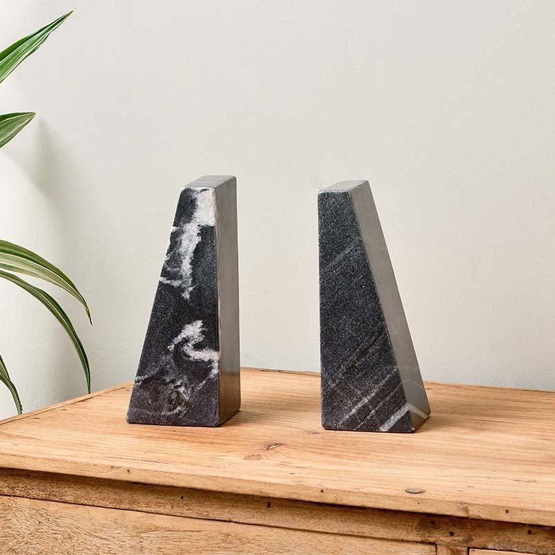 Juda Marble Bookends, H20cm, Black-0