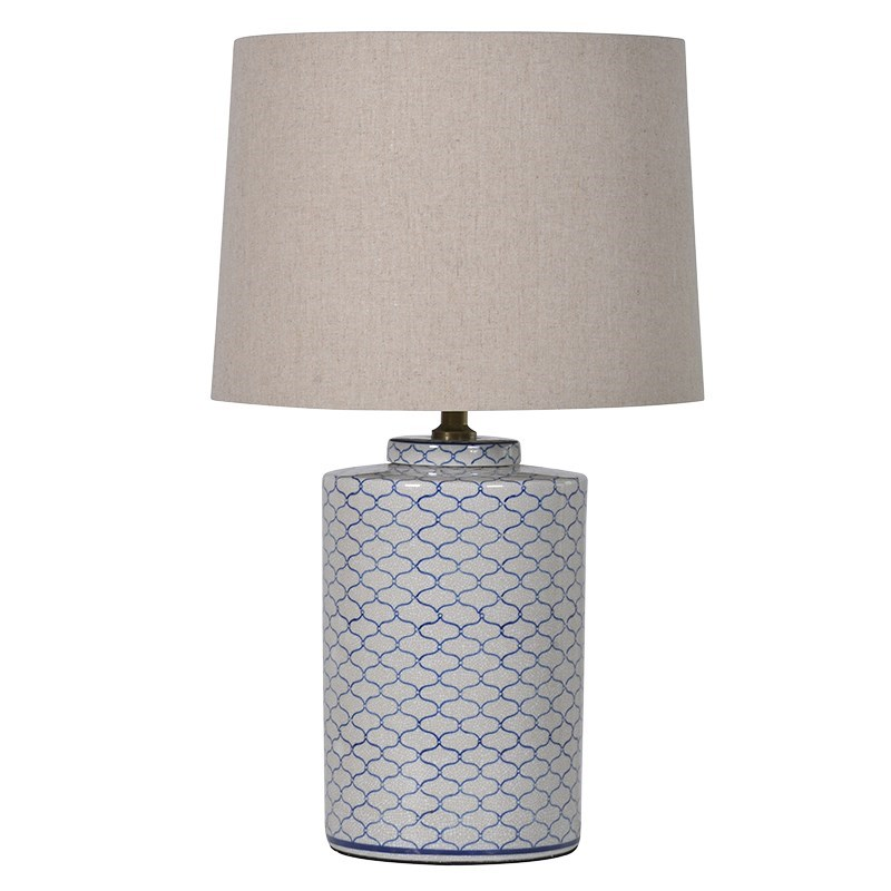 Crackle lamp with shade, 66cm, blue and white-0