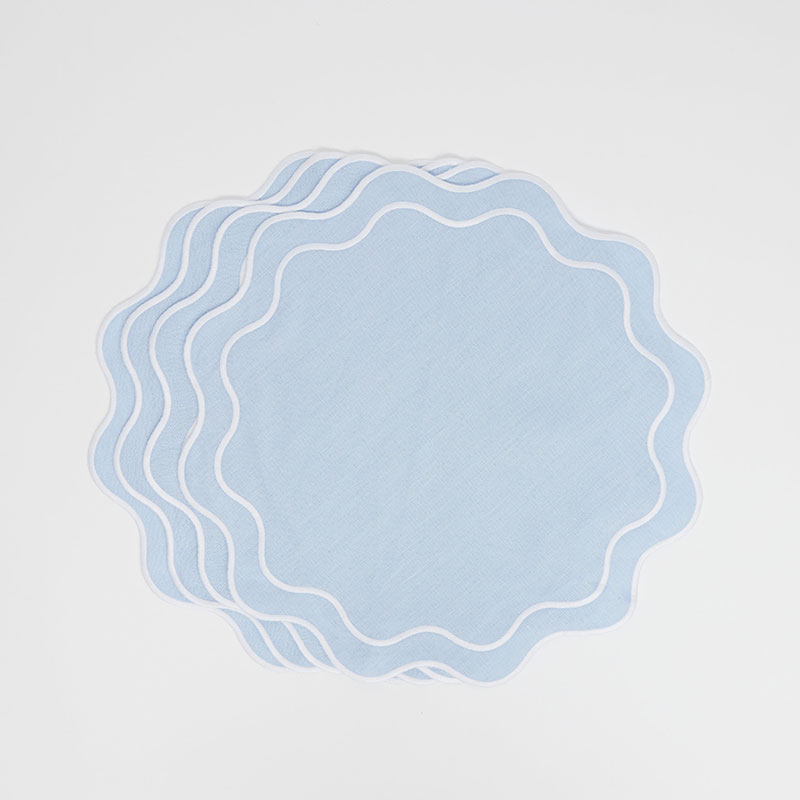 Bella Set of 4 Placemats, D40cm, Blue &  White-0