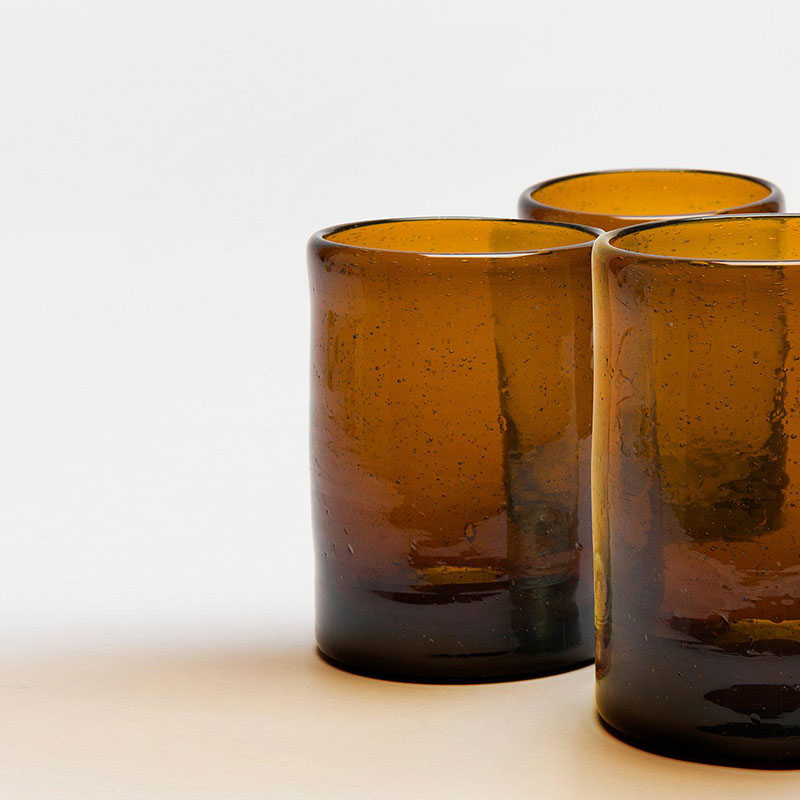 Zomi Set of 4 Tumblers, H10.5cm, Amber-2