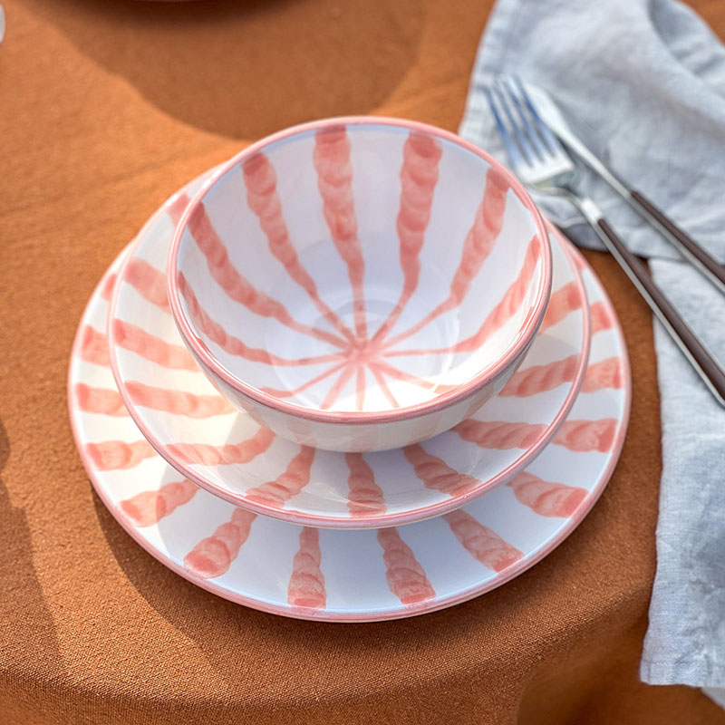 Wave 3 Piece Dinner Set, Blush-0