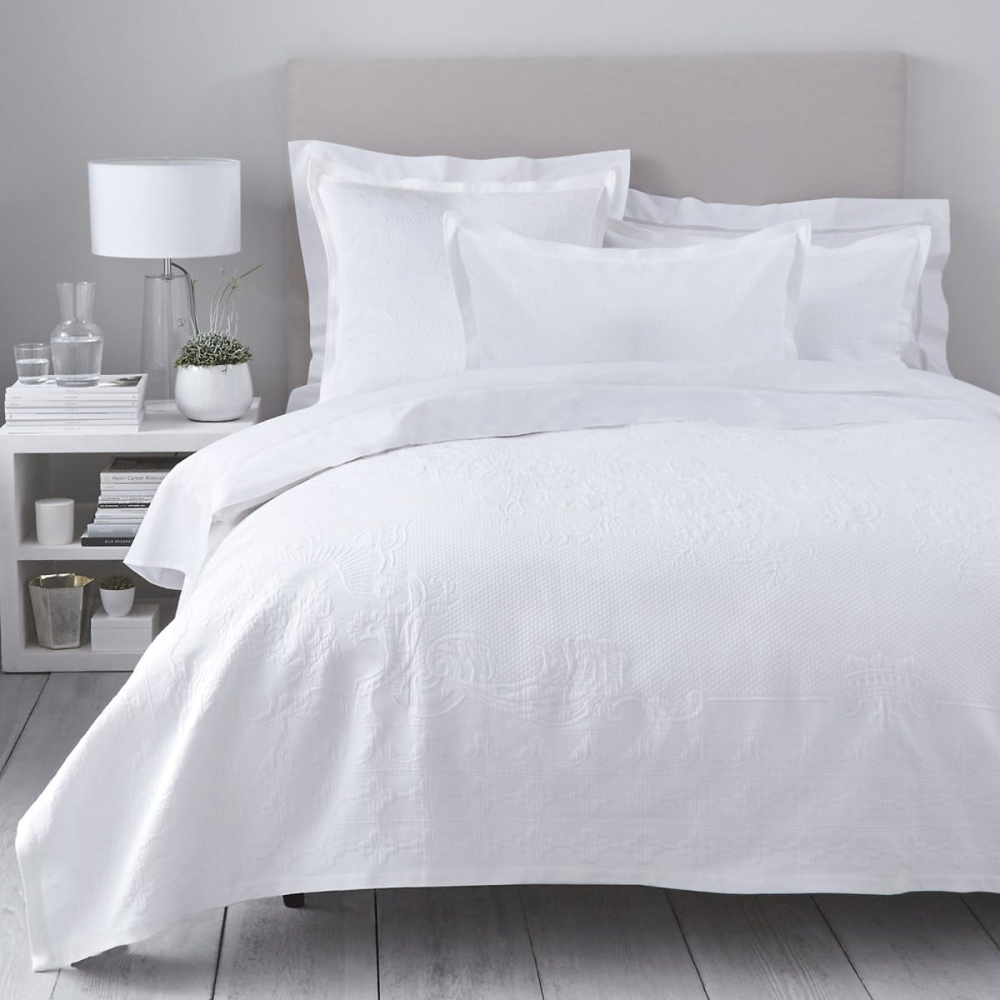 Vintage Etienne - Cotton Super king bedspread, 280 x 260cm, White-2