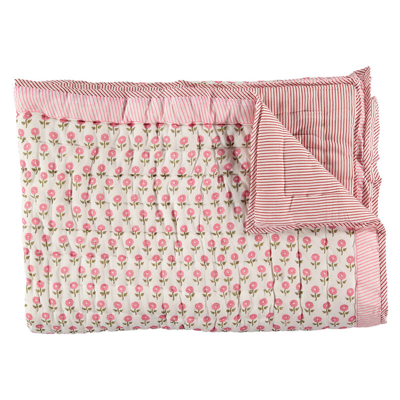 Daisy King/Super King  Size Quilt, Pink-1