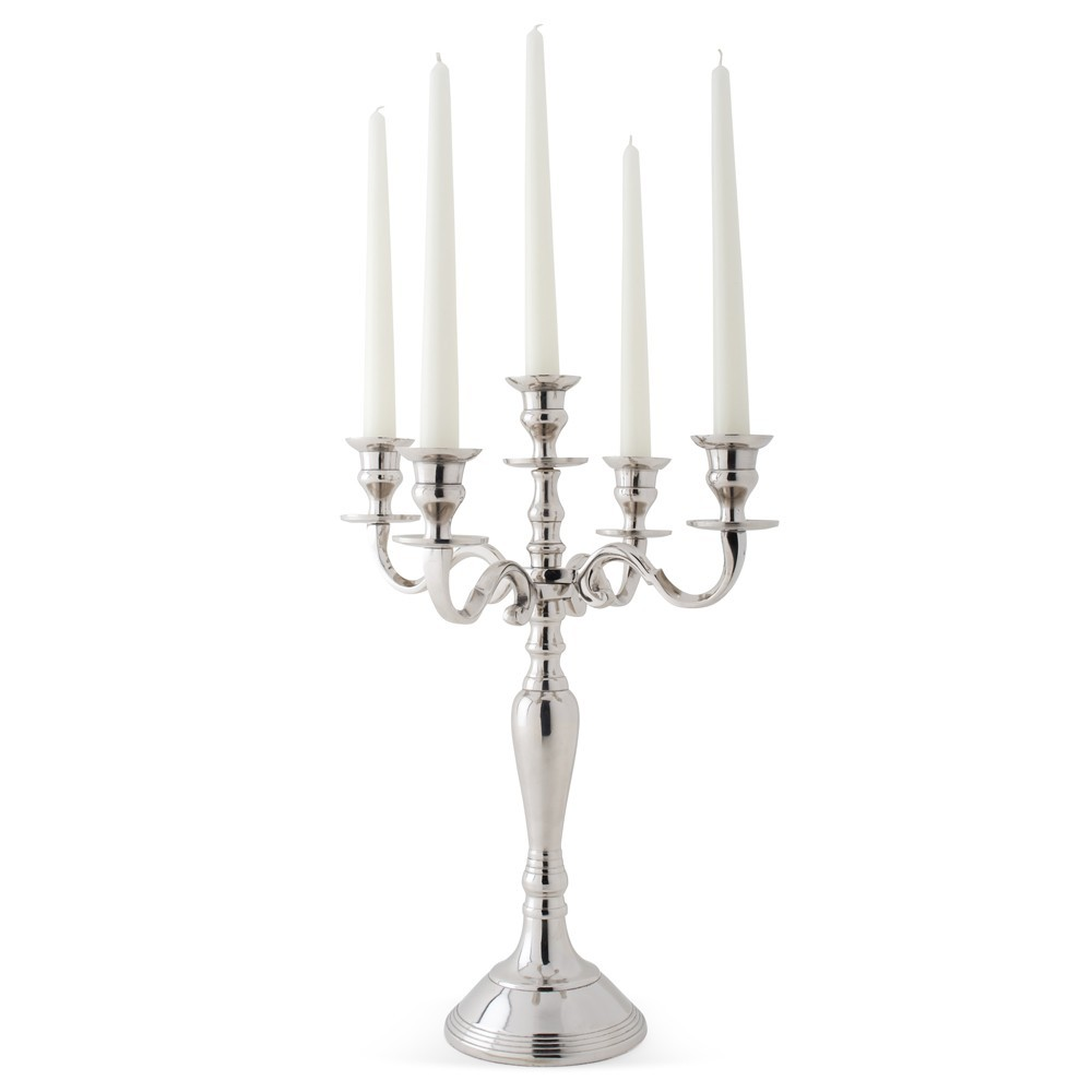 Classic 5 arm candelabra, 38cm, Aluminium And Nickel-0