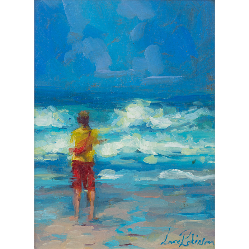 Lifeguard In Cornwall Framed Oil Painting on Board, 31 x 24cm, Multi-1