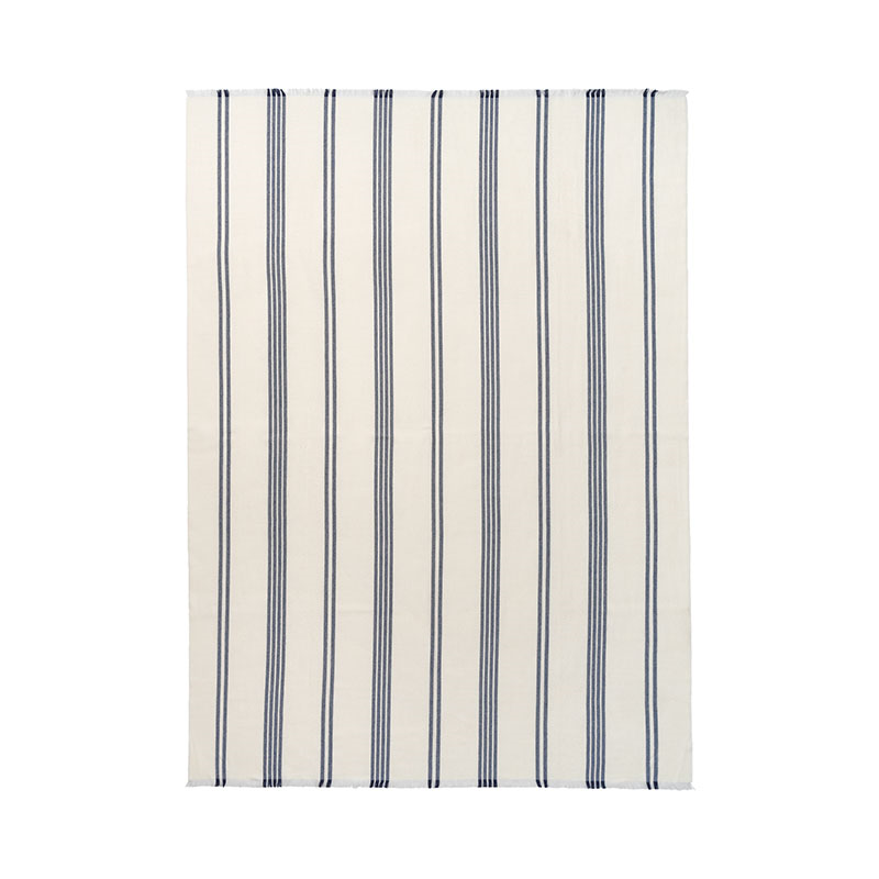 Lines Throw, H190cm x W130cm, White/Dark Blue-1