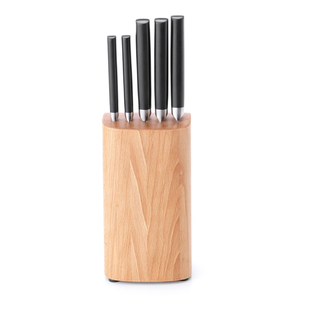 Knife block with knives, H38 x W16 x D11cm, Black-0