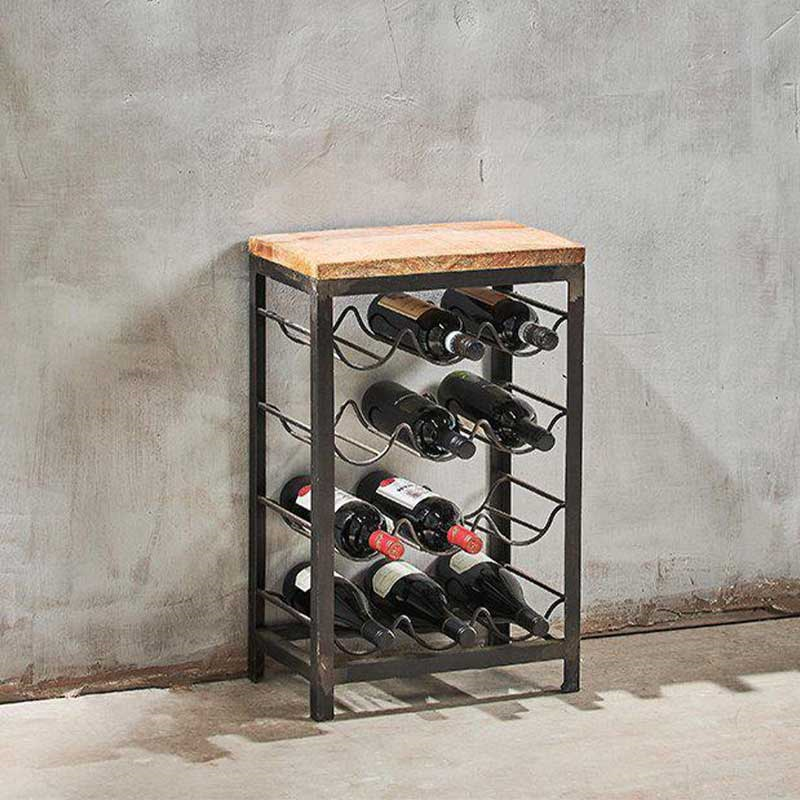 Obra Industrial 12 Bottle Wine Rack, Black and Mango Wood-0