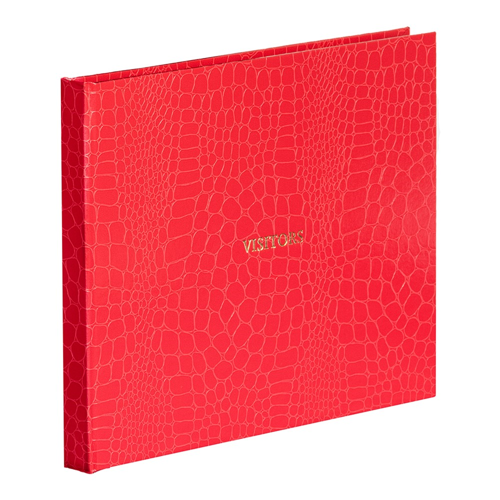 Oyster Bay Lined Visitors Book, L22 x W28.5cm, Red Croc-0