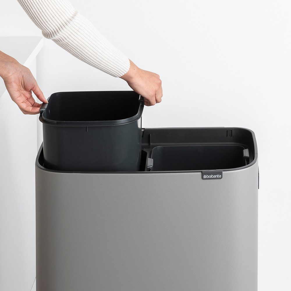 Bo Hi touch bin, 30 litre, Mineral Concrete Grey-5