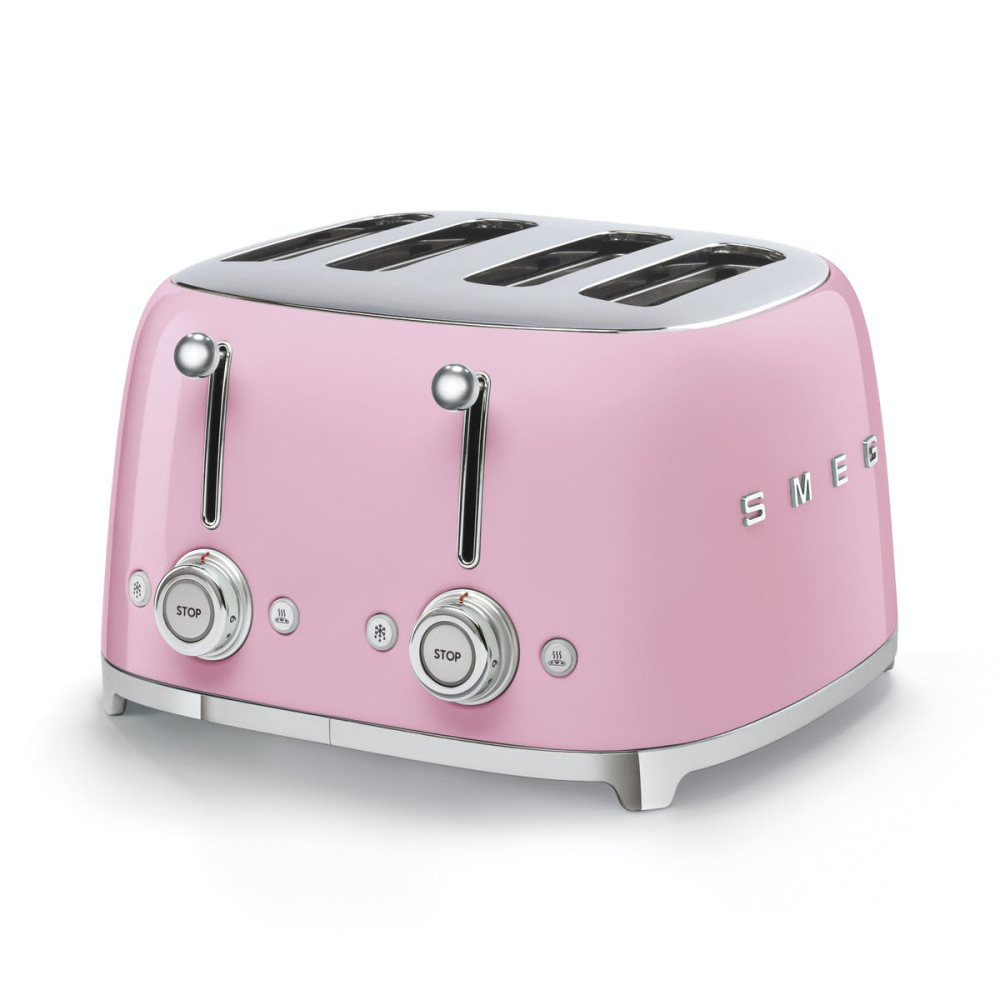 50's Retro 4 slice toaster - 4 slot, Pink-0