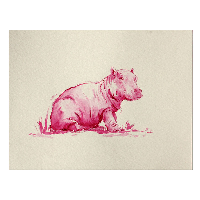 Pink Hippo Framed Print-0