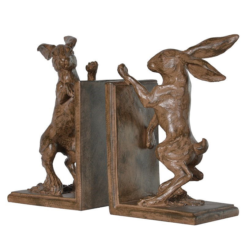 Boxing hare bookends, 23 x 13.5 x 10cm-1