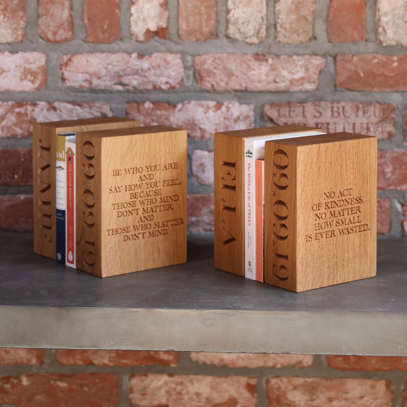 Personalised Pair of Bookends, Oak-3