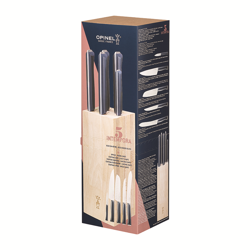 Intempora 5 Piece Knife Block, Beechwood-1