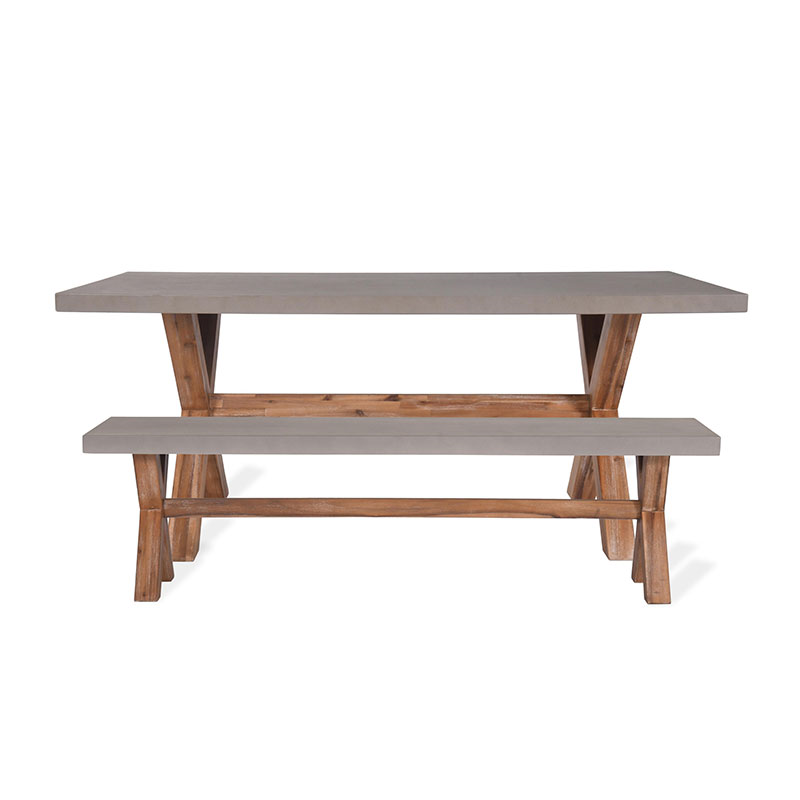 Burford Table & Bench Set, Grey & Natural-1