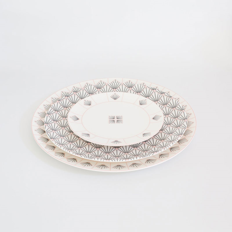 Zighy Dinner Plate, D28cm, Grey & Blush Pink-4