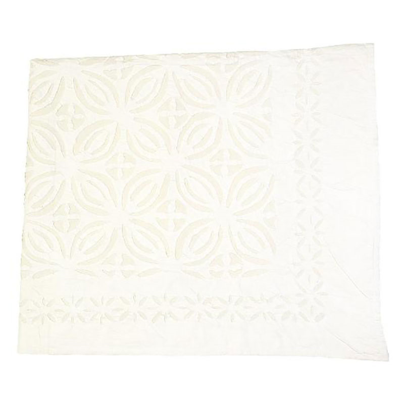 Cut Work Applique Double Bedspread, White-2