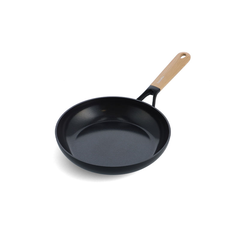 Eco-Smartshape Non Stick Wok with Light Wood Patterned Handle, 24cm, Black-0