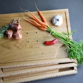 Engraved Carving Board with Studs, Oak, 50 x 35 x 3.5cm-0