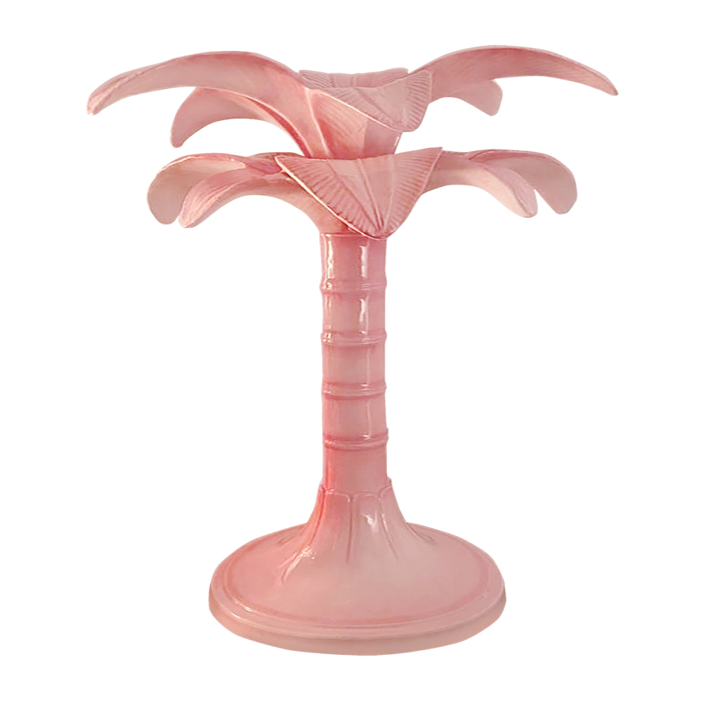 Palm Candlestick, H25cm, Pink-0