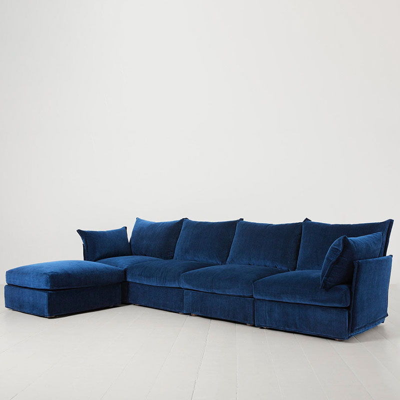 Model 06 4 Seater Sofa With Chaise, Navy-1