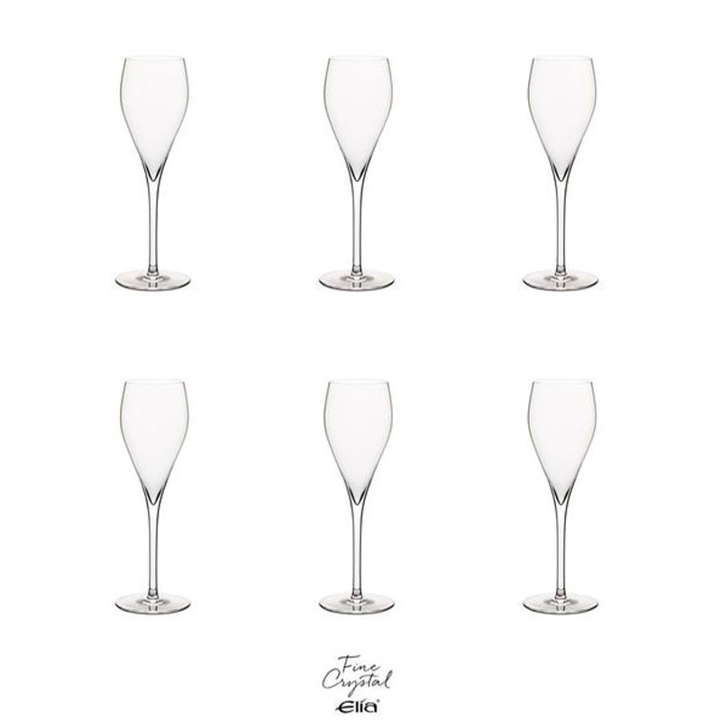 Miravell Set of 6 Crystal Tulip Short Glasses, 140ml, Clear-0