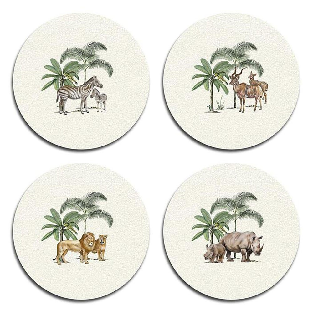 Out of Africa Design 2 Set of 4 Coasters, D10cm-0