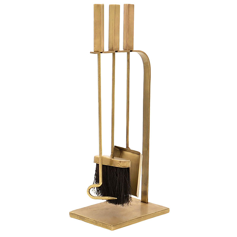 Companion Square Fireside Set, H50cm, Brass-0