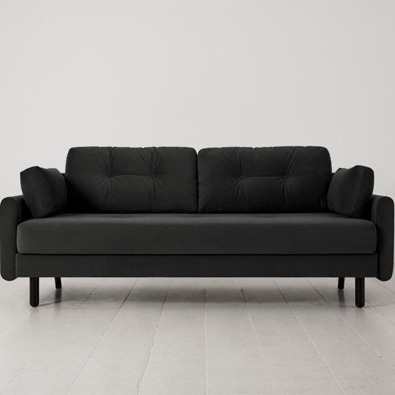 Model 04 3 Seater Velvet Sofa, Charcoal-0