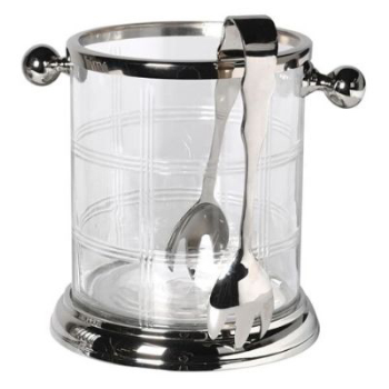 Ice Bucket, Glass, With Tongs, 20cm-0