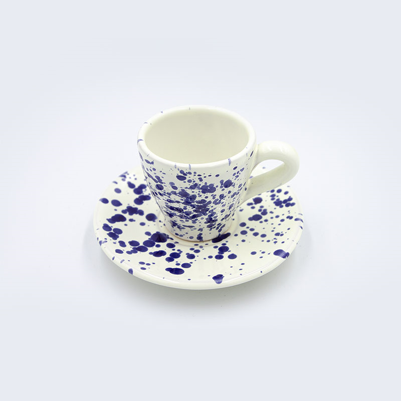 Splatter Espresso Cup & Saucer, D6.5cm, Blueberry-0